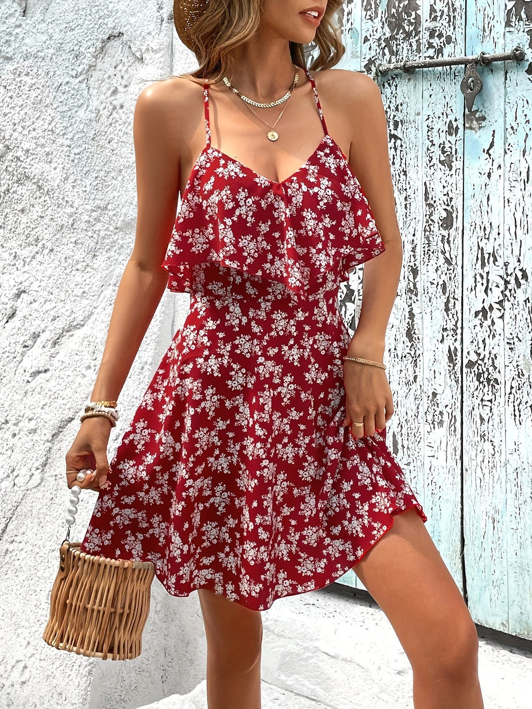 Levoire | Robe fleurie rouge Rouge
