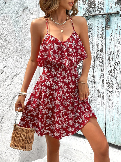 Levoire | Robe fleurie rouge Rouge