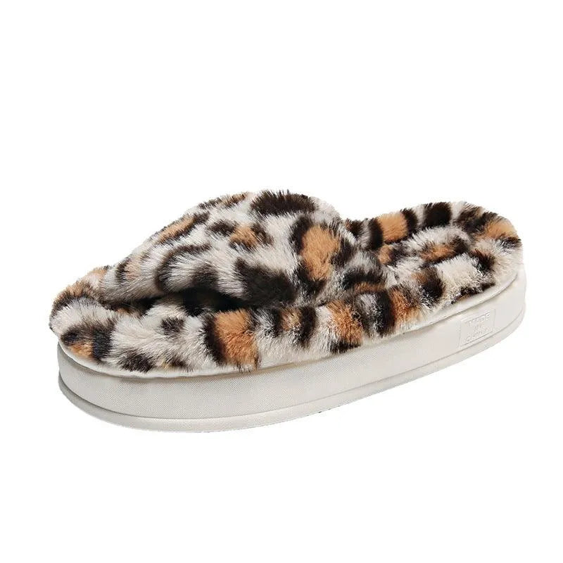 Levoire | Chaussons en léopard flous pour femmes Blanc