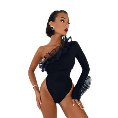 Levoire | Salopette Femme Slim Fit Une Épaule avec Coutures en Mousse