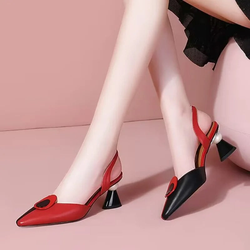 Levoire | Escarpins patchwork en cuir PU Rouge
