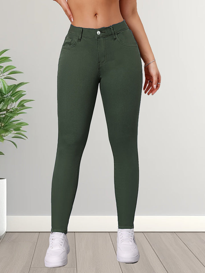 Levoire | Pantalons Skinny Stretch Olive Chic Taille Haute