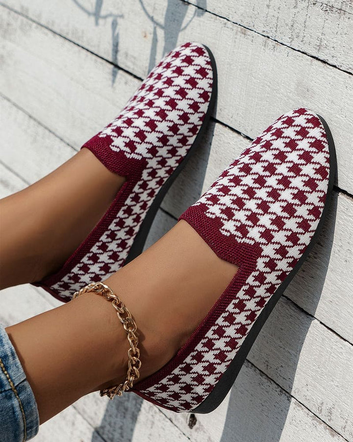 Levoire | Chaussures En Tissu Doux À Carreaux Vin rouge