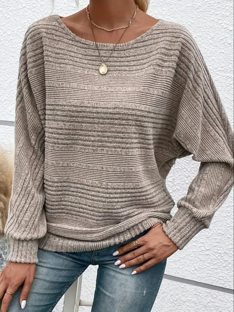 Levoire | Rayé Détente Tricot Élégant & Confortable Khaki