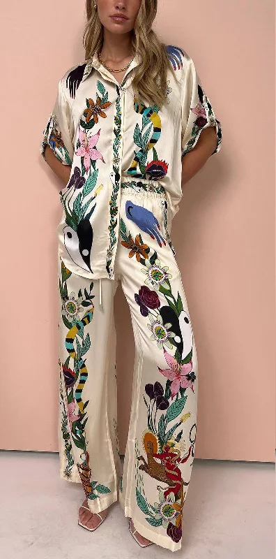Levoire | Ensemble À Deux Pièces En Satin Avec Imprimé