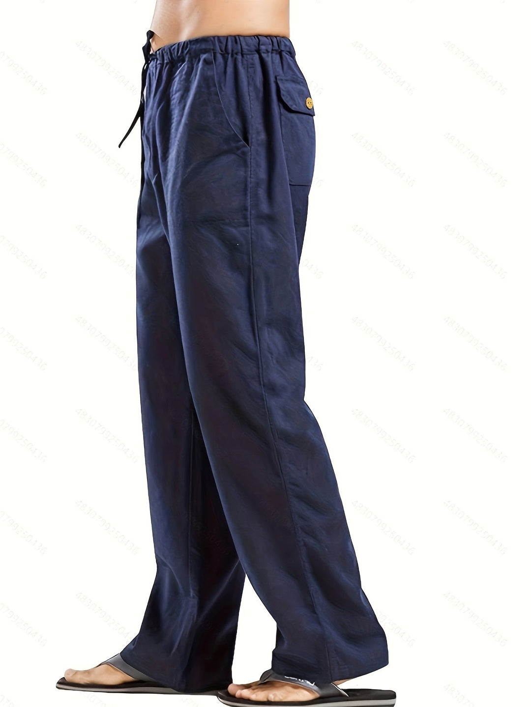 Levoire | Pantalons Pour Hommes En Mélange De Coton Et De Lin Avec Une Taille Élastique Décontractée