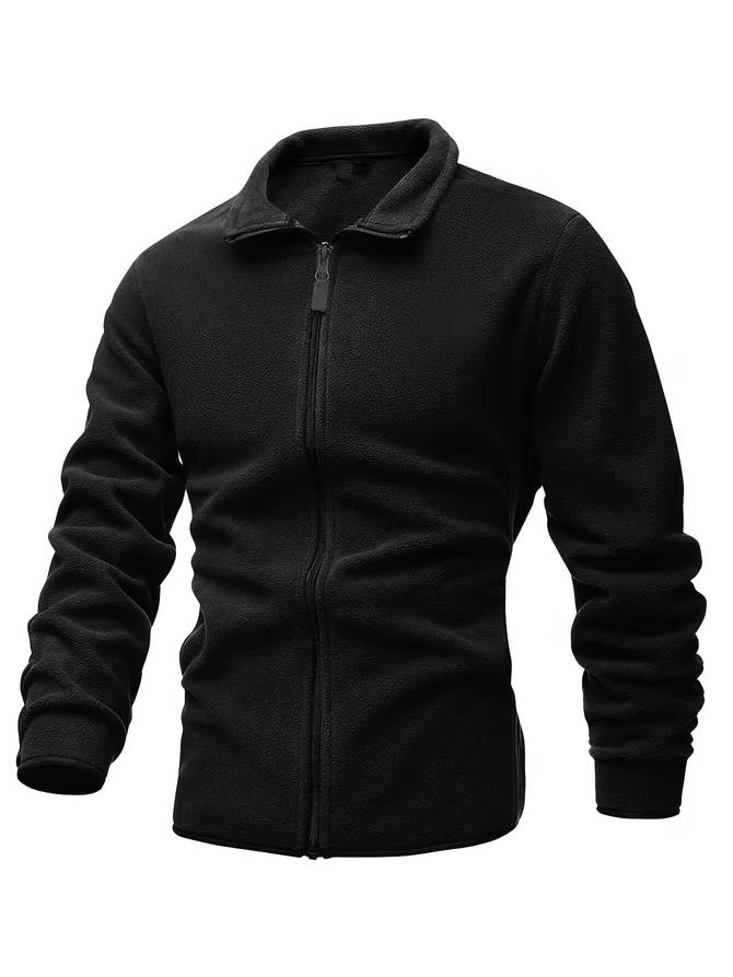 Levoire | Veste Polaire Zippée Longue Chaude À Manches Longues Noir