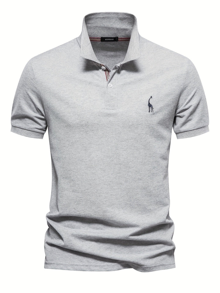 Levoire | Vêtements En Coton Mélangé Uni À Manches Courtes Avec Broderie De Girafe Gris clair