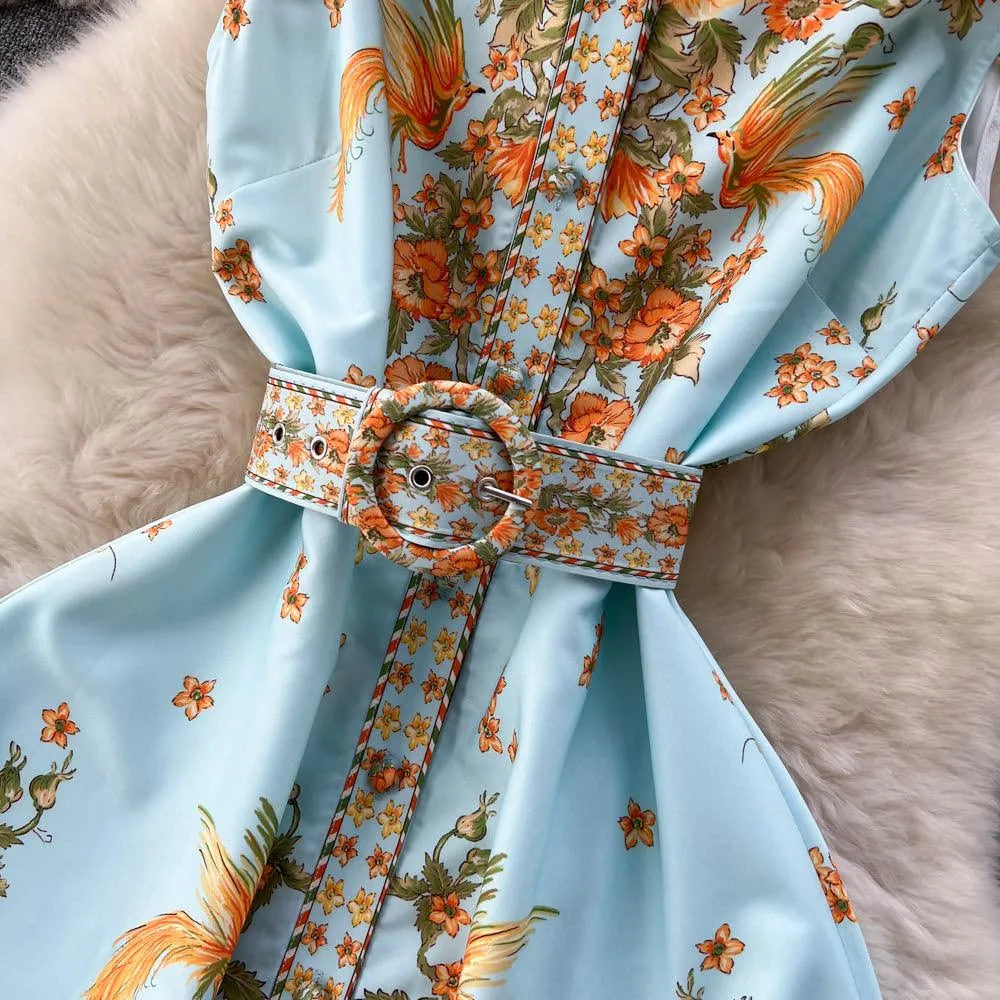 Levoire | Robe femme en ch chiffon imprimé à manches courtes