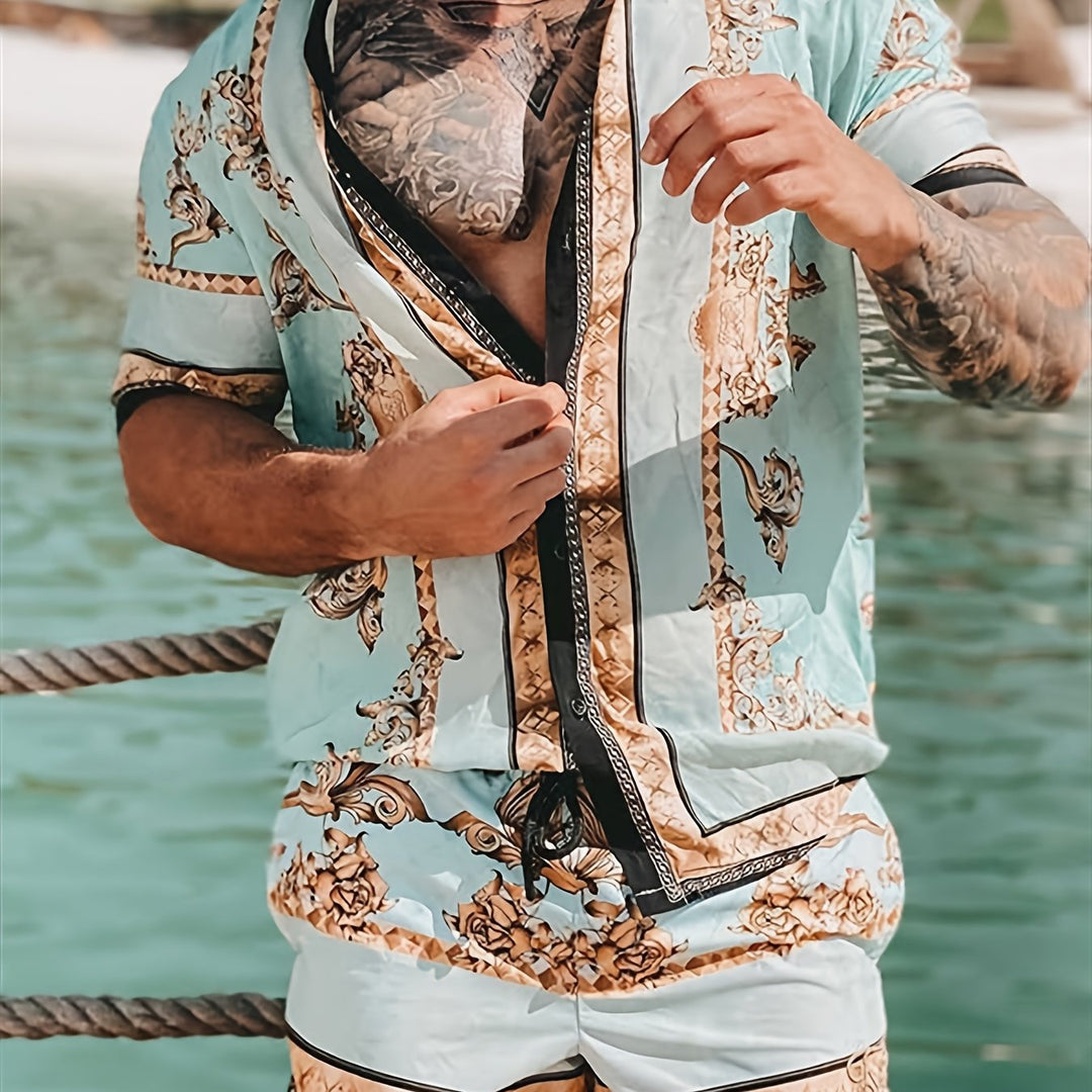 Levoire | 2 Pièces Costume Homme Avec Motif Floral Doré