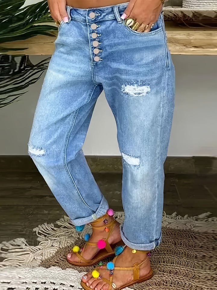 Levoire | Usé Bleu Femme Stretch Jean bleu moyen