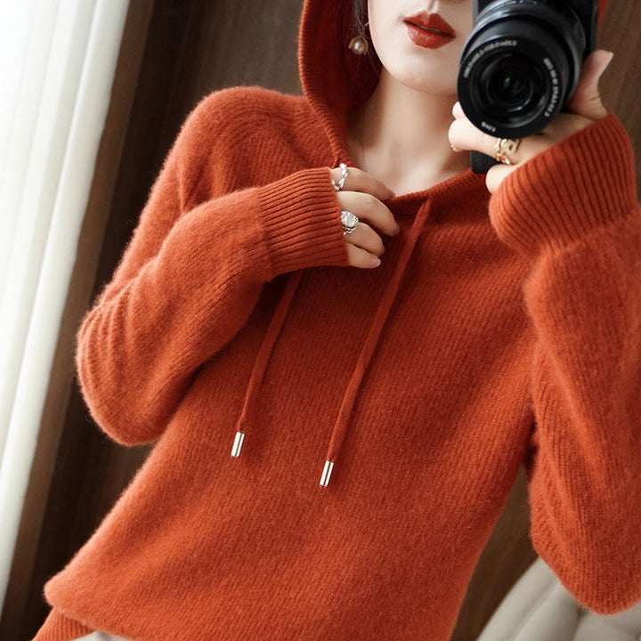 Levoire | Pull Confortable Avec Capuche Vermillon