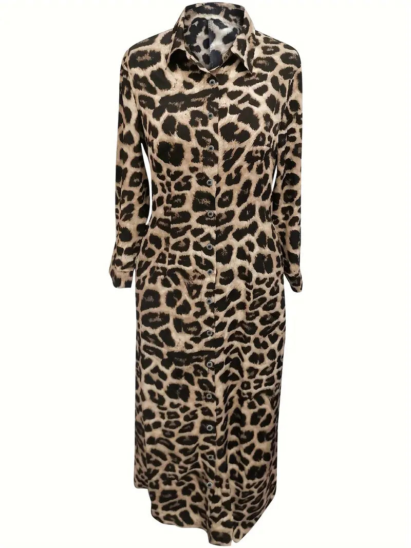 Levoire | Robe Maxi À Motif Léopard Et Boutons
