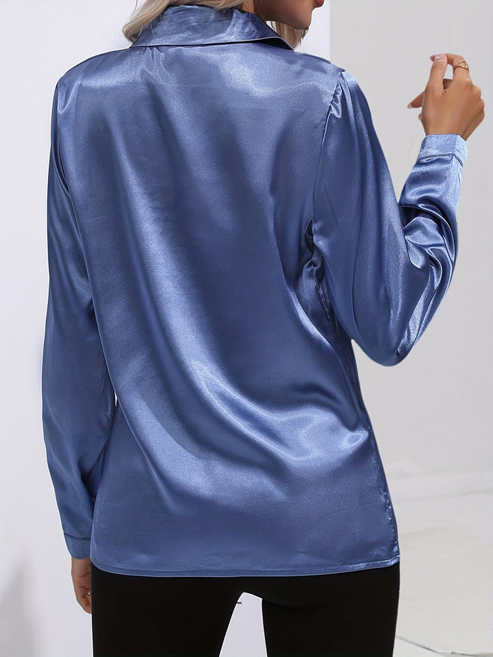 Levoire | Confiant De La Forme Chemise En Satin À Manches Longues Avec Boutons