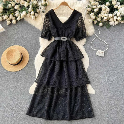 Levoire | Robe V couleur et cordon à la taille pour femmes