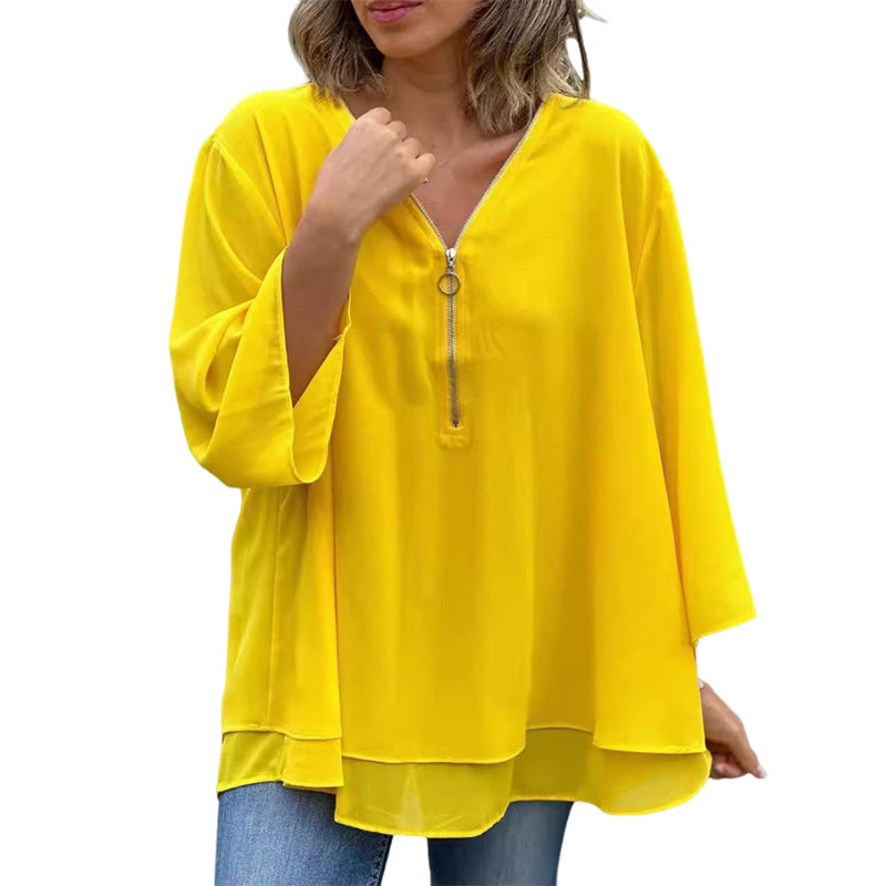 Levoire | Top En Chiffon À Fermeture Éclair Avec Décolleté En V