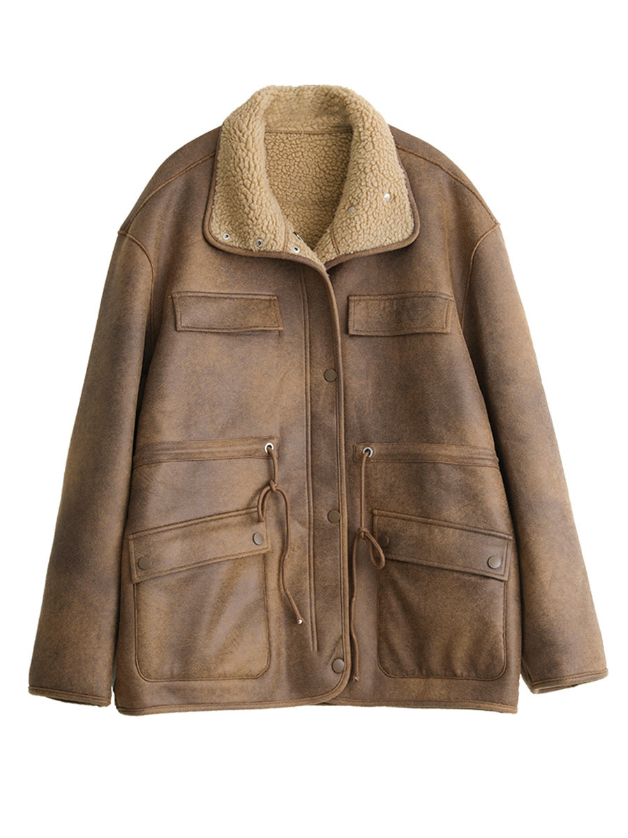 Levoire | Veste De Moto Pour Femmes En Laine D'Agneau Braun