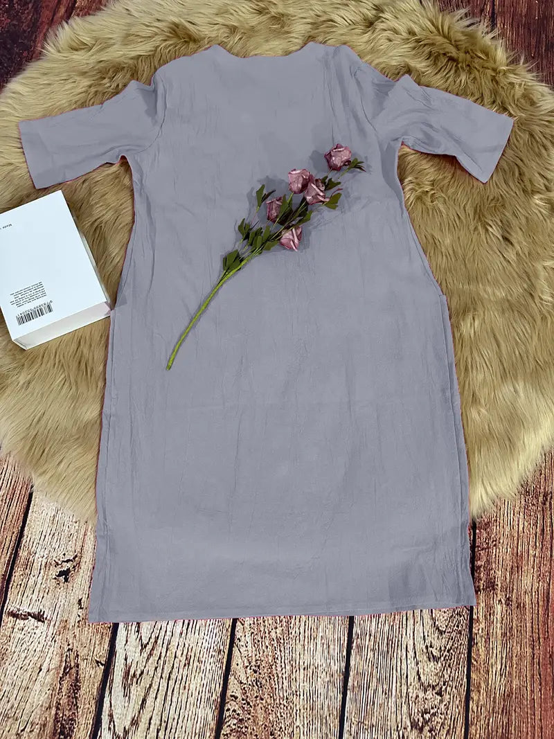 Levoire | Robe De Loisirs Unie Avec Poches Et Manches Mi-Longues