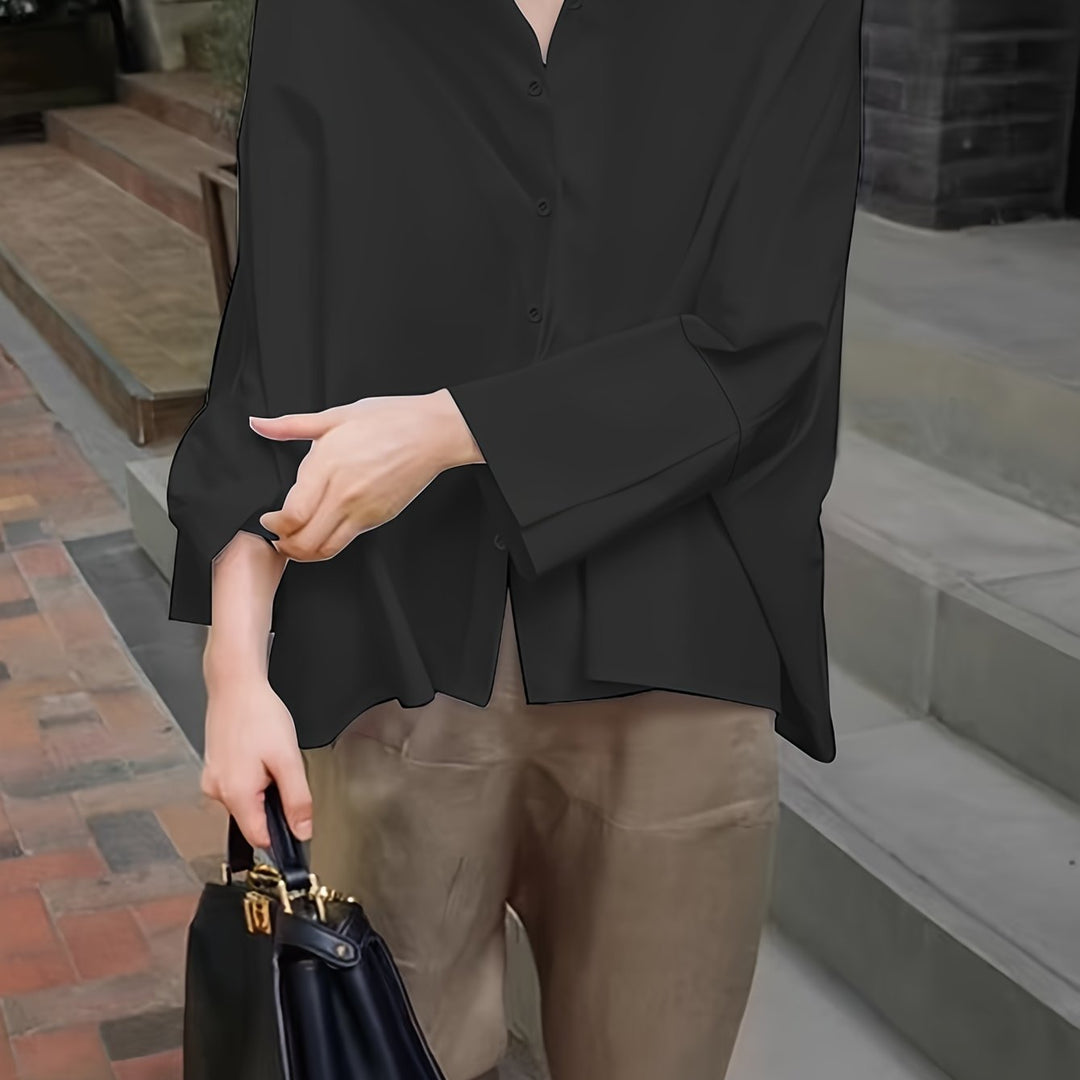 Levoire | Chemise Col Intemporel Avec Manches Longues À Poignets Noir