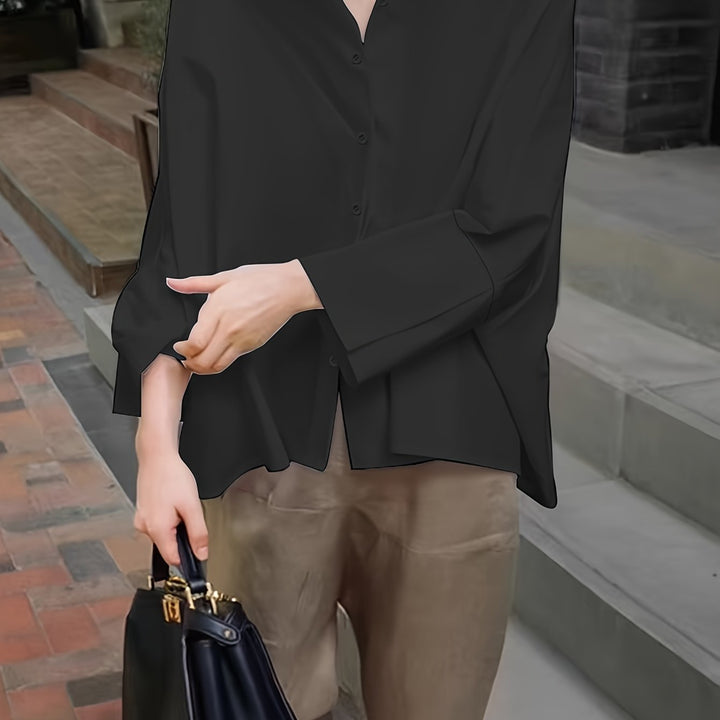Levoire | Chemise Col Intemporel Avec Manches Longues À Poignets Noir