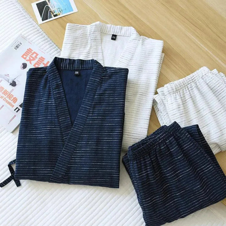 Levoire | Robe kimono rayée en coton léger