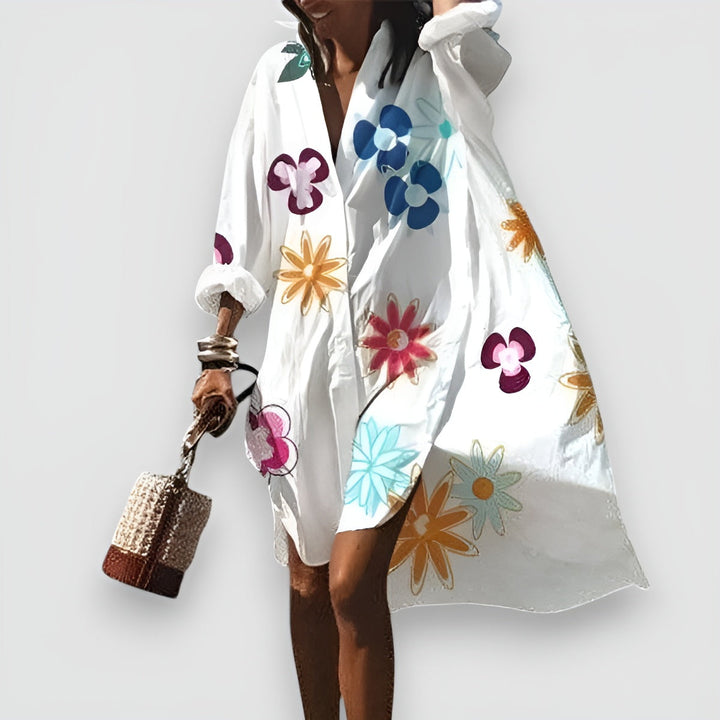 Levoire | Robe Chemise Élégante Et Polyvalente Fleurs