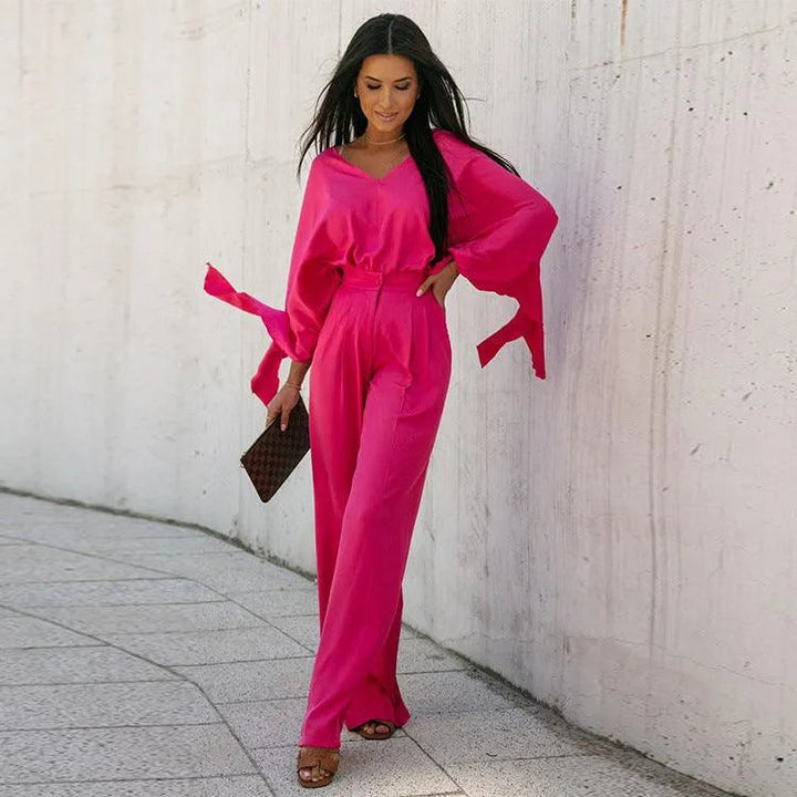 Levoire | Taille haute, pantalons larges dans un ensemble de 2 pièces Rosenrot