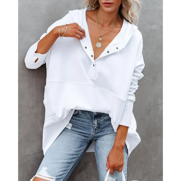 Levoire | Sweat À Capuche Tendance Pour Femmes Avec Décolleté En V Blanc