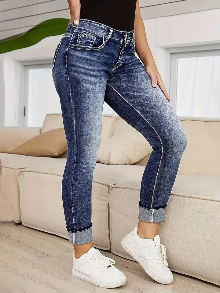 Levoire | Broderie De Papillon Étirée Jeans Pour Femmes Avec Jambe Droite