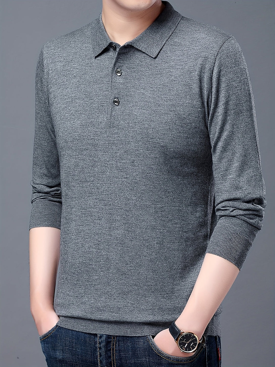 Levoire | Rento Tricoté Pull Homme En Laine Avec Revers Dans Une Couleur Non Combinée