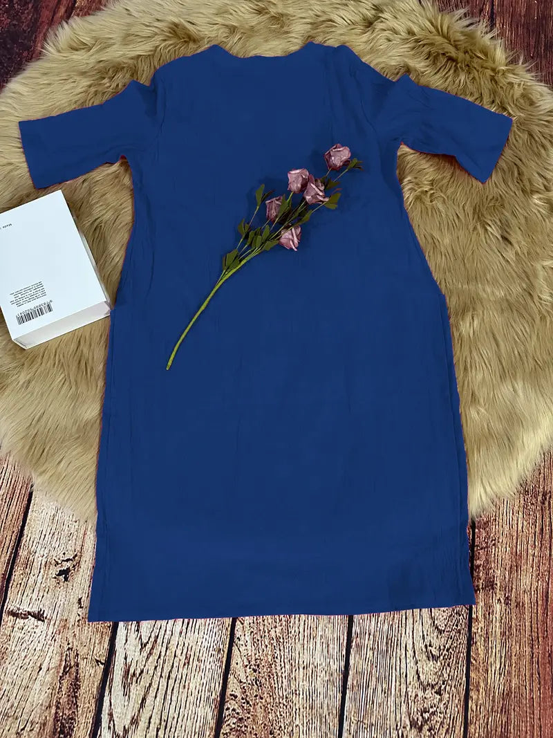 Levoire | Robe De Loisirs Unie Avec Poches Et Manches Mi-Longues