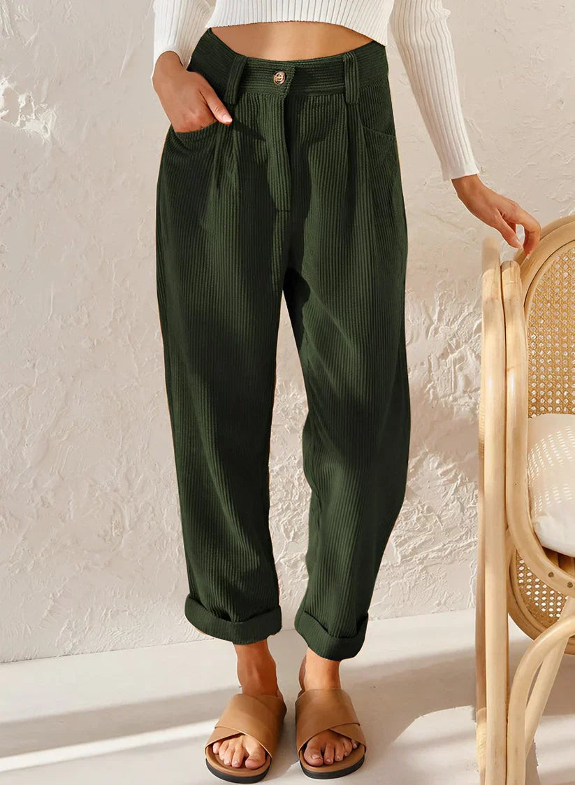 Levoire | Pantalon En Velours À La Mode Vert