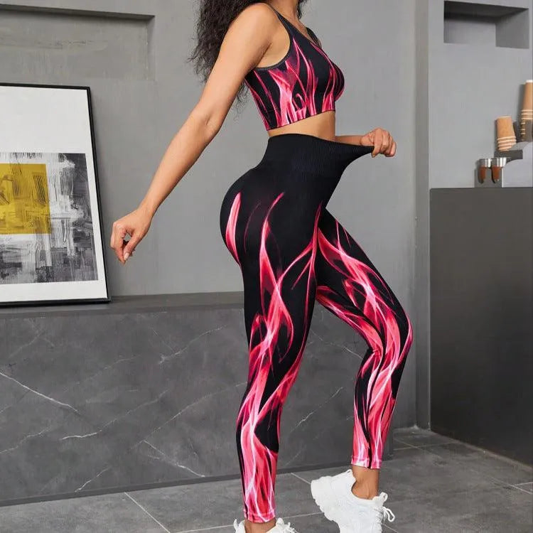 Levoire | Haut et pantalons avec soutien-gorge de sport à élastique haut avec dégradé de couleur