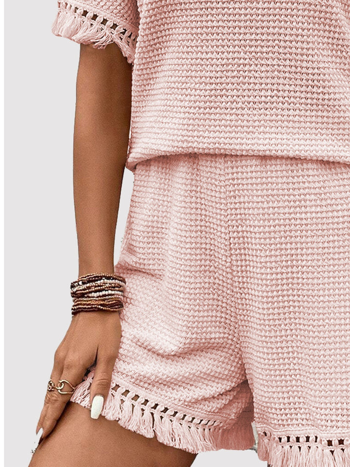 Levoire | Franges T-Shirt Col Rond Et Ensemble Shorts