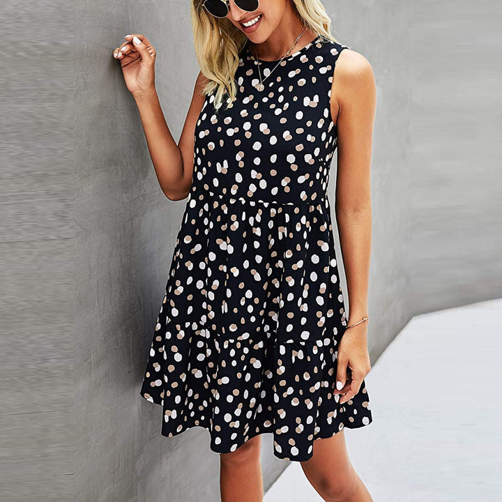 Levoire | Robe À Pois Ludique Sans Manches Et En A Femmes Noir