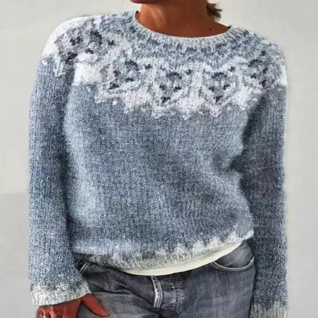 Levoire | Pull Rétro D'Automne Bleu clair Blanc