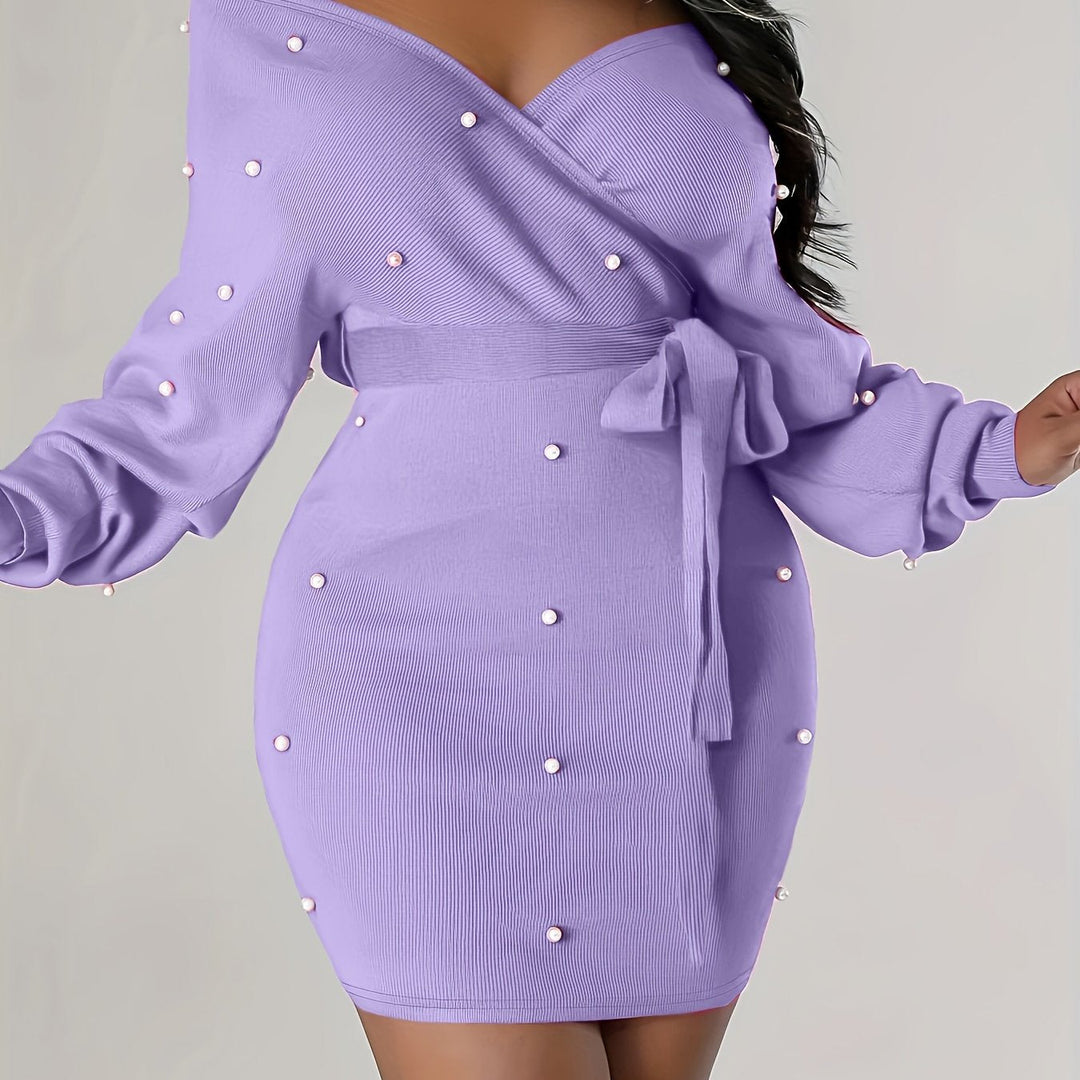 Levoire | Robe Ajustée Avec Perles Lavande