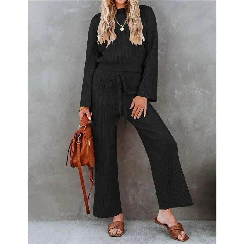 Levoire | Chemise à manches longues et pantalons décontractés amples Noir