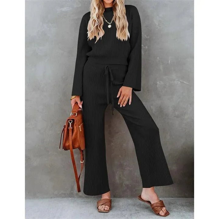 Levoire | Chemise à manches longues et pantalons décontractés amples Noir