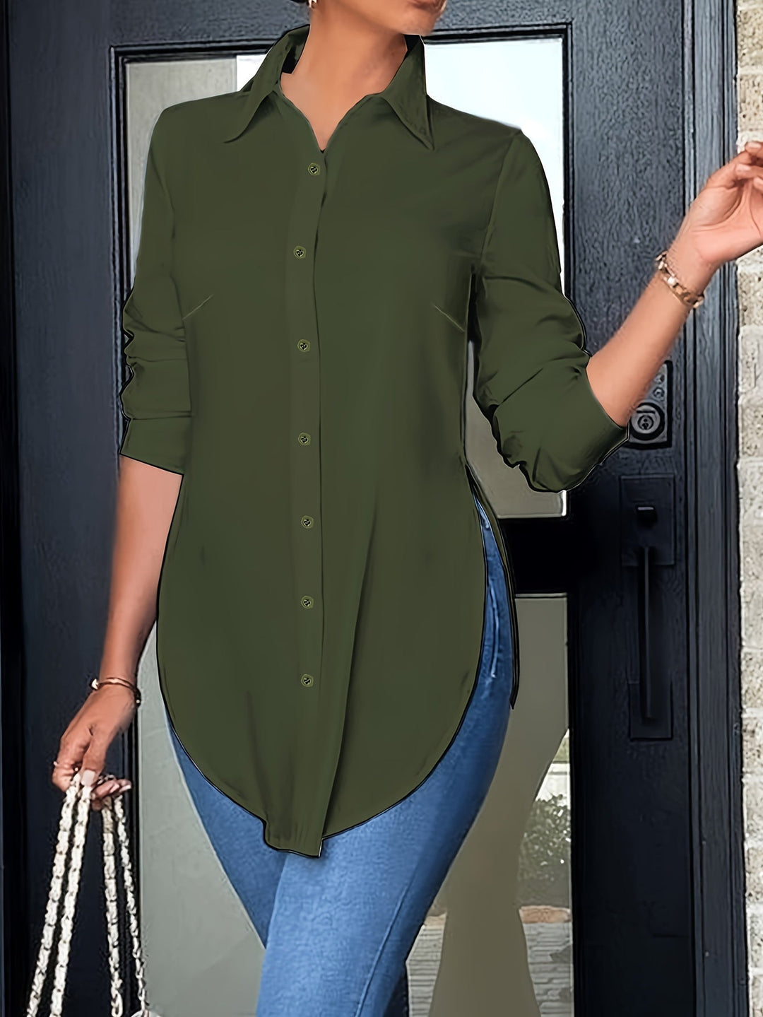 Levoire | Chemise Rento Avec Des Fentes Sur Les Épaules Olive verte 1