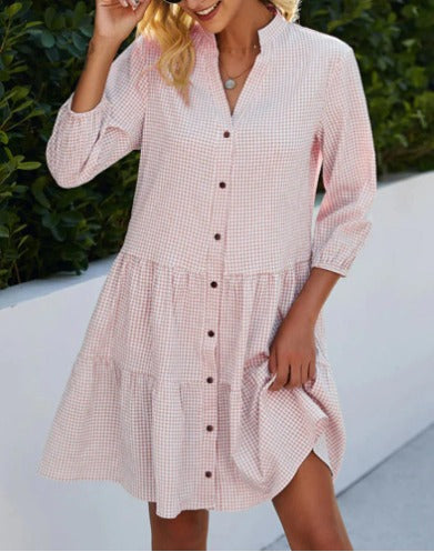 Levoire | Robe D'Été Décontractée Avec Fermeture À Boutons Rosa