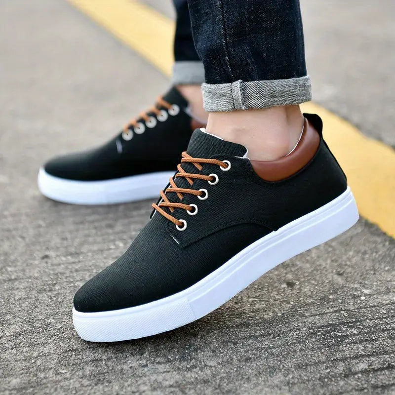 Levoire | Arkikankaat Tissu Printemps Baskets À Lacets Pour Hommes Noir