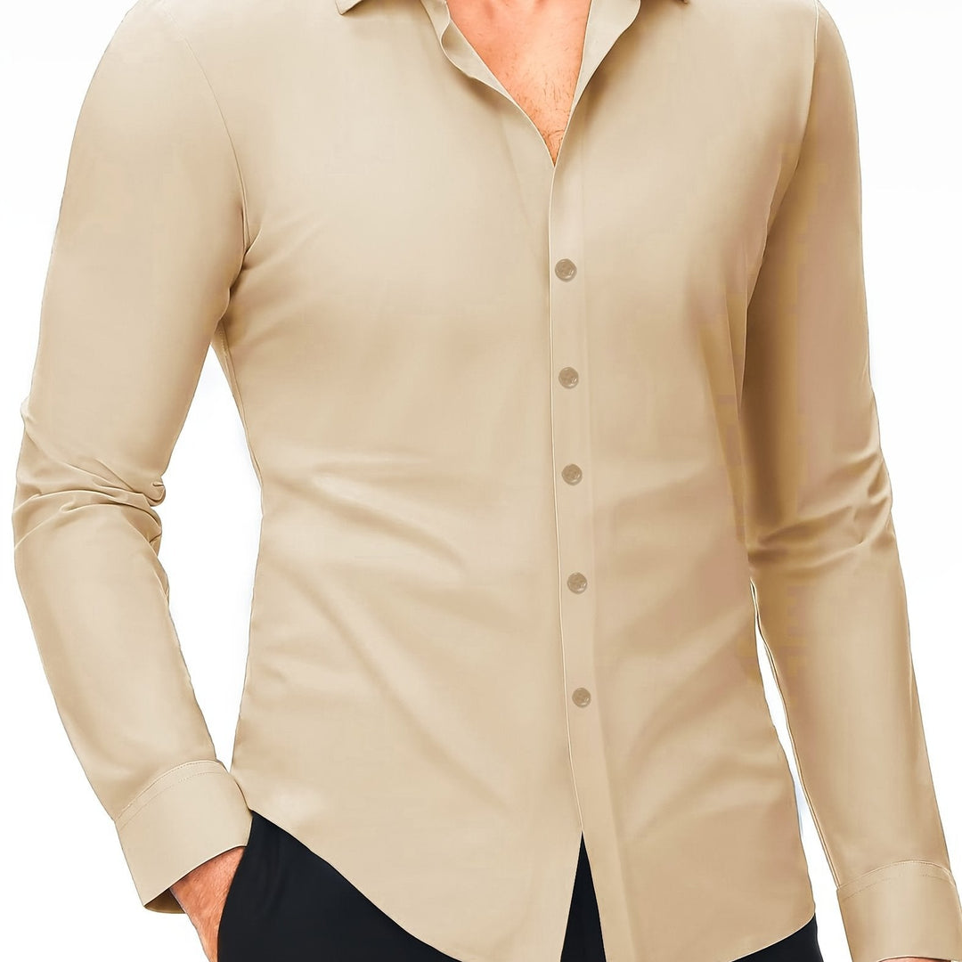 Levoire | Slim Fit Chemise En Coton Stretch Helles Kaki