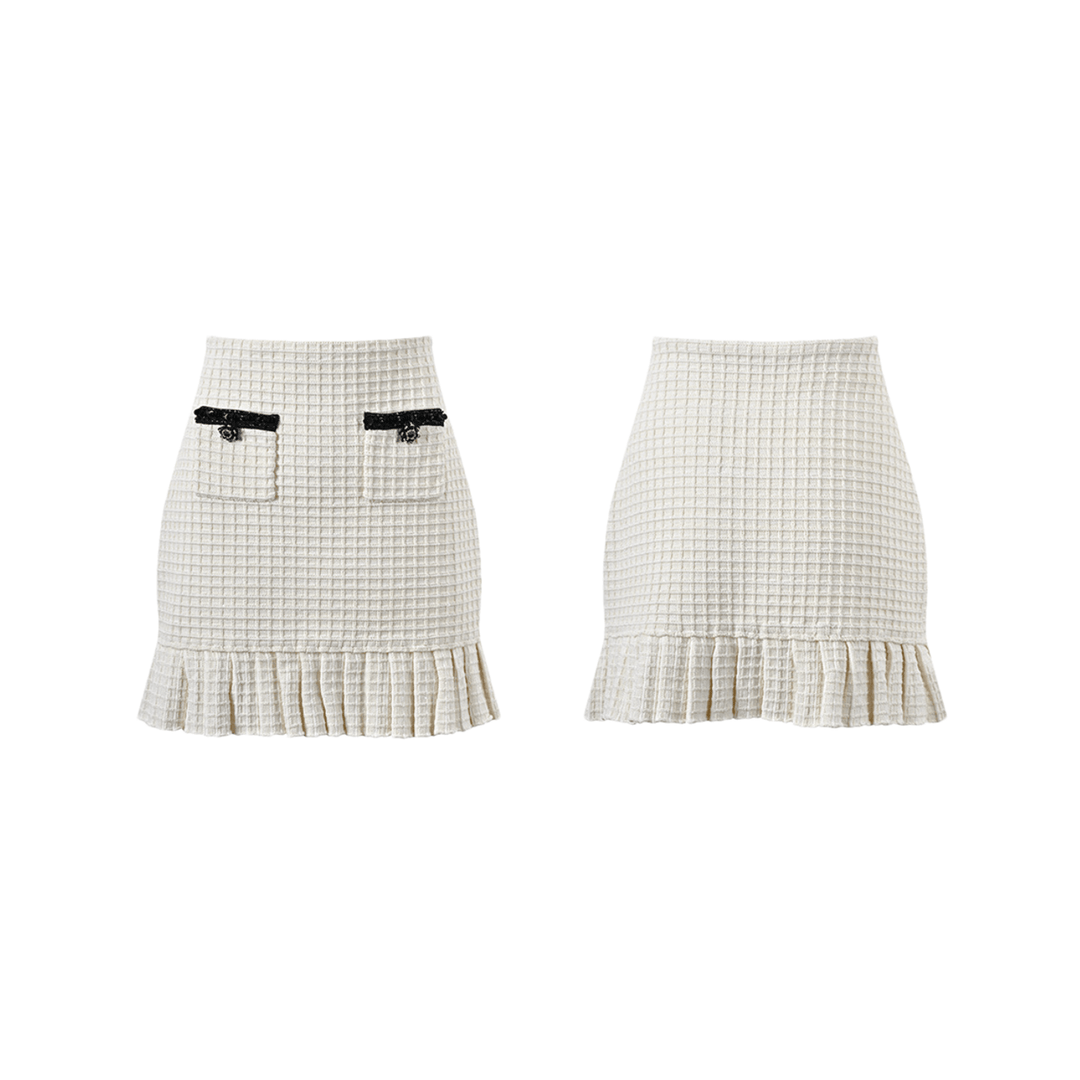 Levoire | Veste En Maille À Gaufres Blanches & Jupe Ensemble Assorti