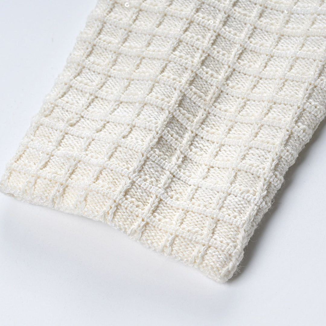 Levoire | Veste En Maille À Gaufres Blanches & Jupe Ensemble Assorti