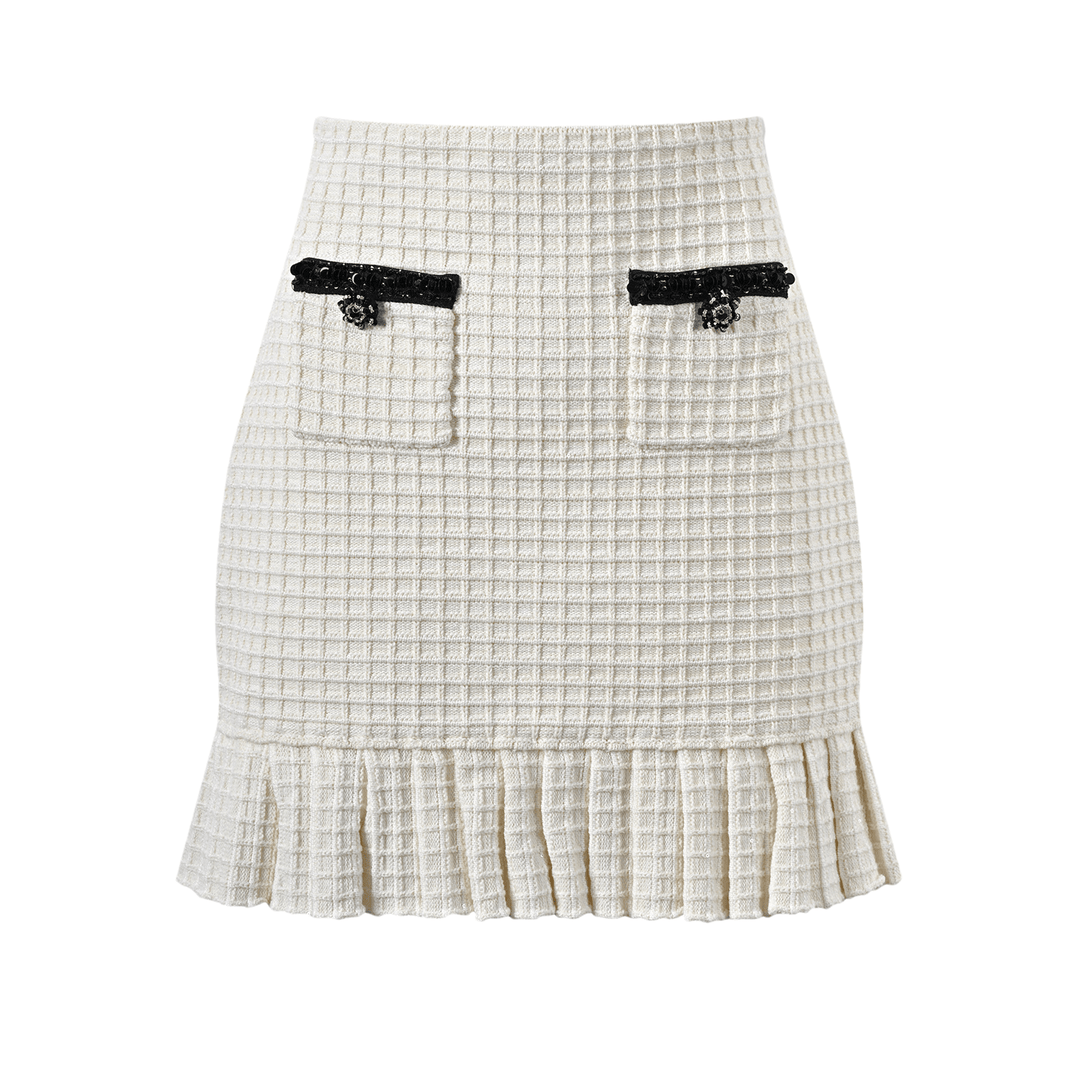 Levoire | Veste En Maille À Gaufres Blanches & Jupe Ensemble Assorti Blanc Robe