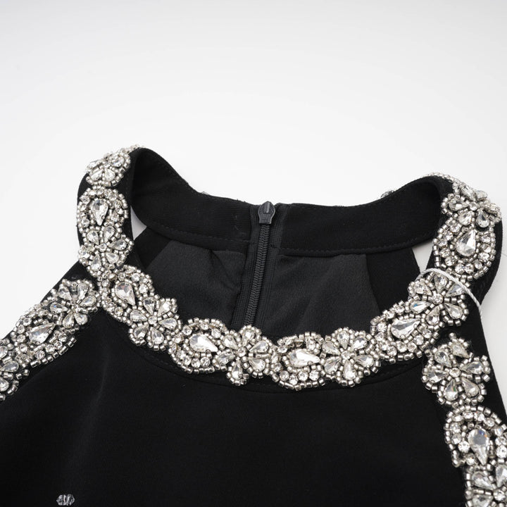 Levoire | Robe Mini Noire Opaque Avec Cristaux