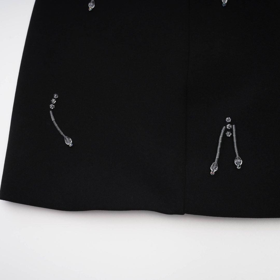 Levoire | Robe Mini Noire Opaque Avec Cristaux