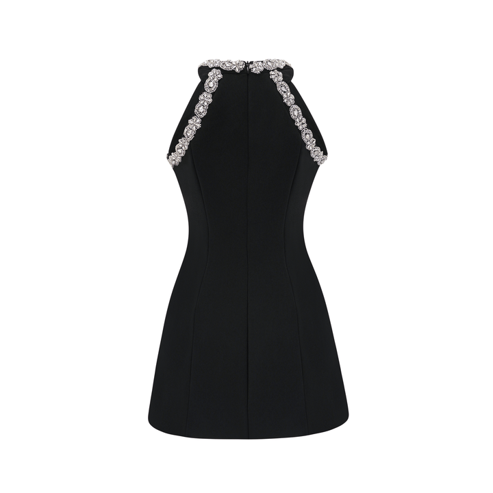 Levoire | Robe Mini Noire Opaque Avec Cristaux