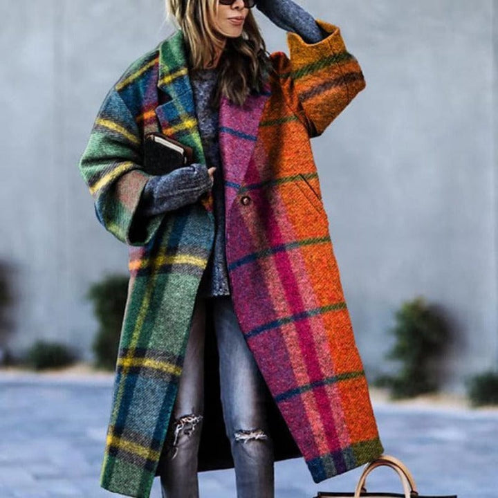Levoire | Veste À Carreaux Élégante Avec Impression Orange